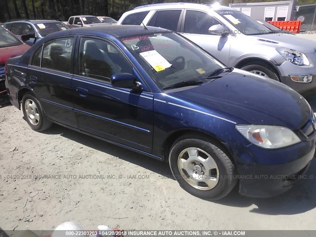 JHMES96605S015821 - 2005 HONDA CIVIC HYBRID BLUE photo 1