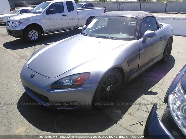 JHMAP11432T008343 - 2002 HONDA S2000 GRAY photo 2