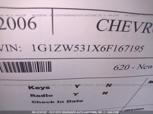 1G1ZW531X6F167195 - 2006 CHEVROLET MALIBU SS 蓝色 照片 9