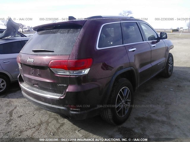 1C4RJFBG5JC127246 - 2018 JEEP GRAND CHEROKEE LIMITED BURGUNDY photo 4