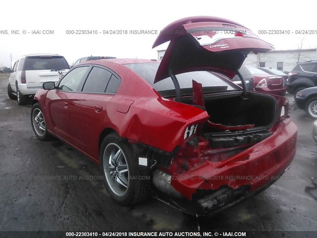 2B3CM5CT4BH572421 - 2011 DODGE CHARGER R/T RED photo 3