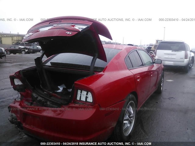 2B3CM5CT4BH572421 - 2011 DODGE CHARGER R/T RED photo 4