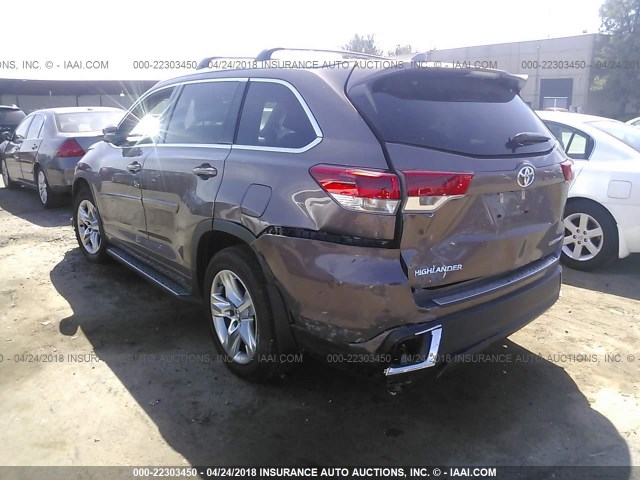 5TDDZRFH1HS369306 - 2017 TOYOTA HIGHLANDER LIMITED/LTD PLATINUM BROWN photo 3