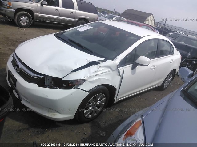 19XFB2F5XCE064643 - 2012 HONDA CIVIC LX WHITE photo 2