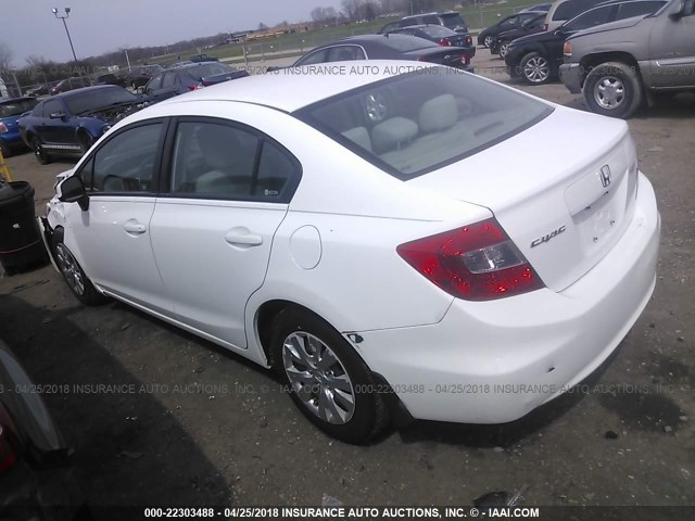 19XFB2F5XCE064643 - 2012 HONDA CIVIC LX WHITE photo 3