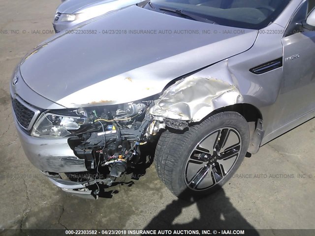 KNAGM4ADXD5056349 - 2013 KIA OPTIMA HYBRID SILVER photo 6