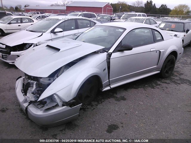 1FAFP42XX1F200654 - 2001 FORD MUSTANG GT SILVER photo 2