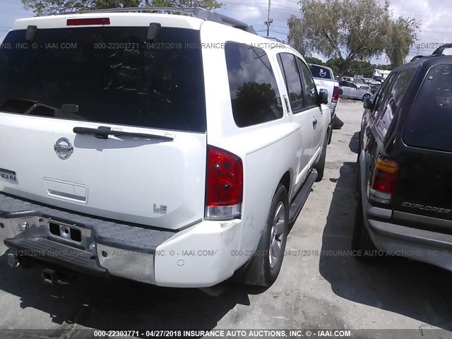 5N1AA08A44N730674 - 2004 NISSAN ARMADA SE/LE WHITE photo 4