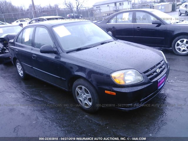 KMHCG45C15U598694 - 2005 HYUNDAI ACCENT GL BLACK photo 1