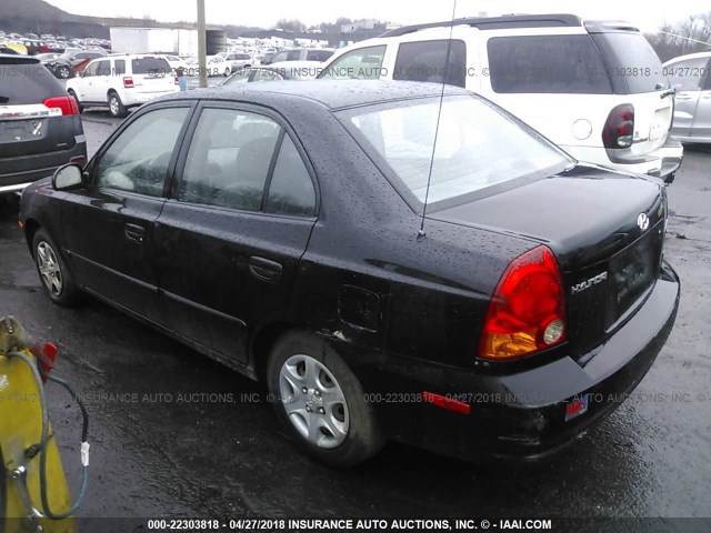 KMHCG45C15U598694 - 2005 HYUNDAI ACCENT GL BLACK photo 3