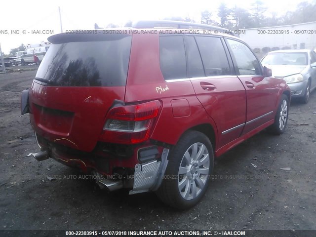 WDCGG8HB7BF631983 - 2011 MERCEDES-BENZ GLK 350 4MATIC RED photo 4