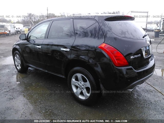 JN8AZ08W55W438783 - 2005 NISSAN MURANO SL/SE/S BLACK photo 3