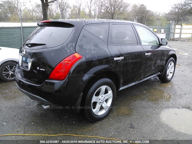 JN8AZ08W55W438783 - 2005 NISSAN MURANO SL/SE/S BLACK photo 4