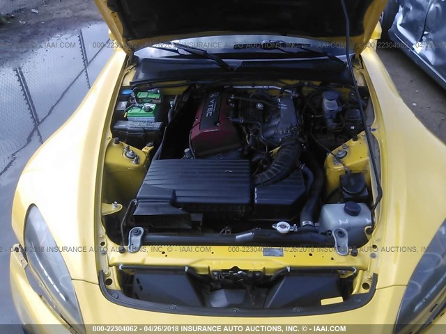 JHMAP11471T007081 - 2001 HONDA S2000 YELLOW photo 10