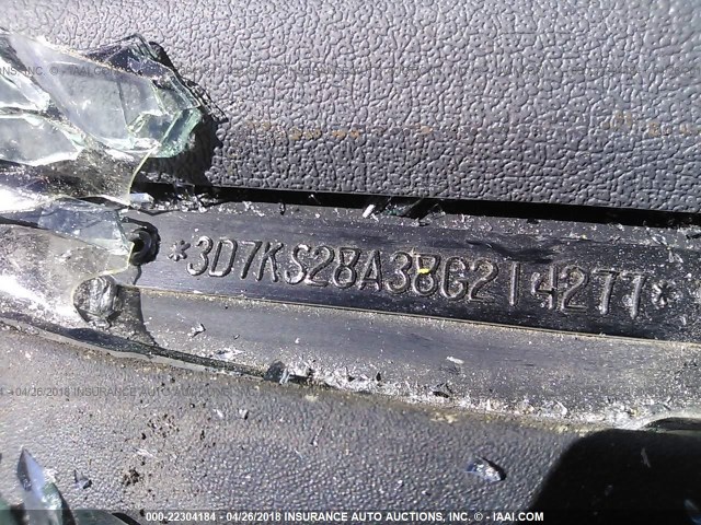 3D7KS28A38G214277 - 2008 DODGE RAM 2500 ST/SLT 银色 照片 9