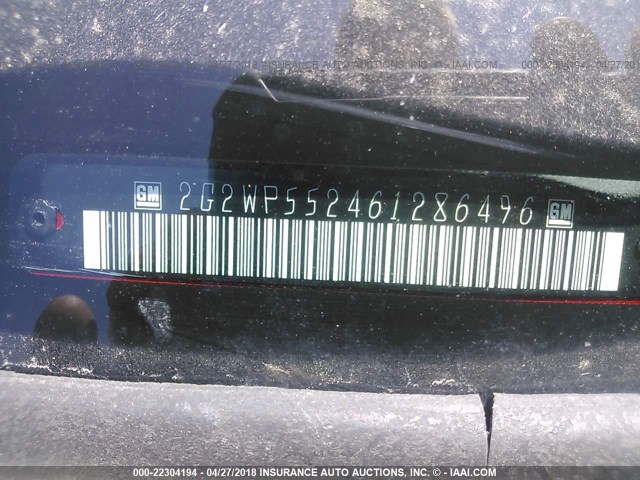 2G2WP552461286496 - 2006 PONTIAC GRAND PRIX RED photo 9