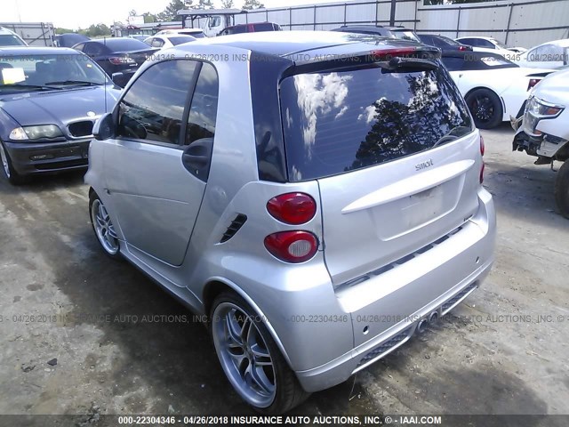 WMEEJ31XX9K252342 - 2009 SMART FORTWO PURE/PASSION SILVER photo 3