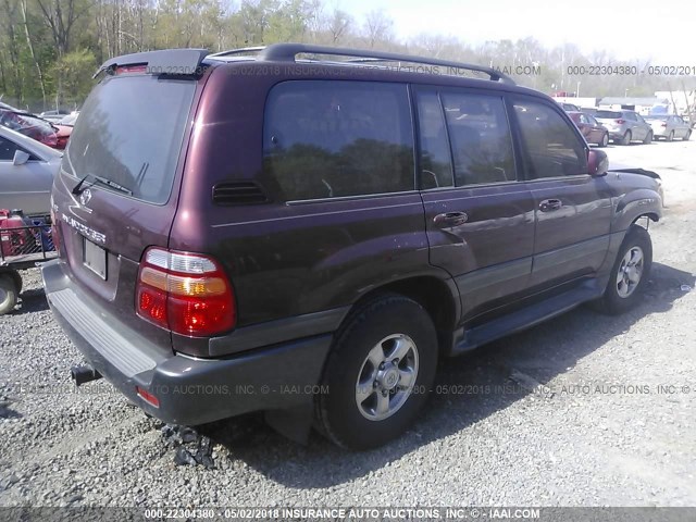 JTEHT05J912005730 - 2001 TOYOTA LAND CRUISER  BURGUNDY photo 4