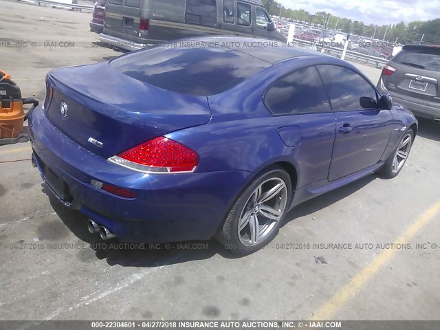 WBSEH93557B798268 - 2007 BMW M6 BLUE photo 4