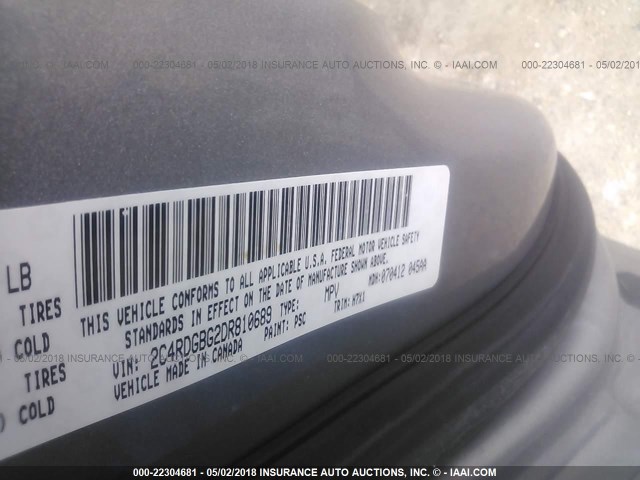 2C4RDGBG2DR810689 - 2013 DODGE GRAND CARAVAN SE GRAY photo 9