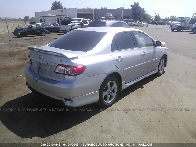 2T1BU4EE8DC934914 - 2013 TOYOTA COROLLA S/LE SILVER photo 4