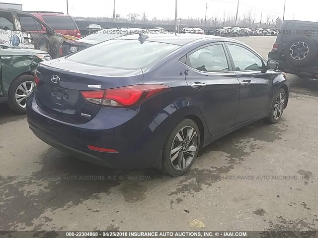 5NPDH4AE2EH517659 - 2014 HYUNDAI ELANTRA SE/SPORT/LIMITED BLUE photo 4