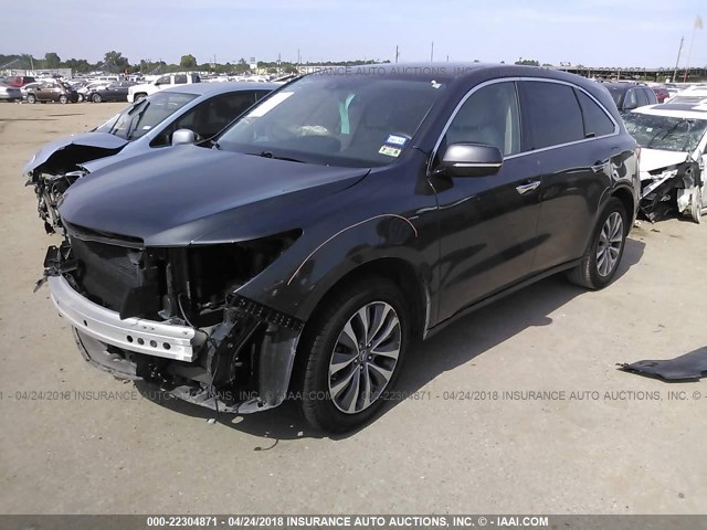 5FRYD3H45EB002317 - 2014 ACURA MDX TECHNOLOGY GRAY photo 2