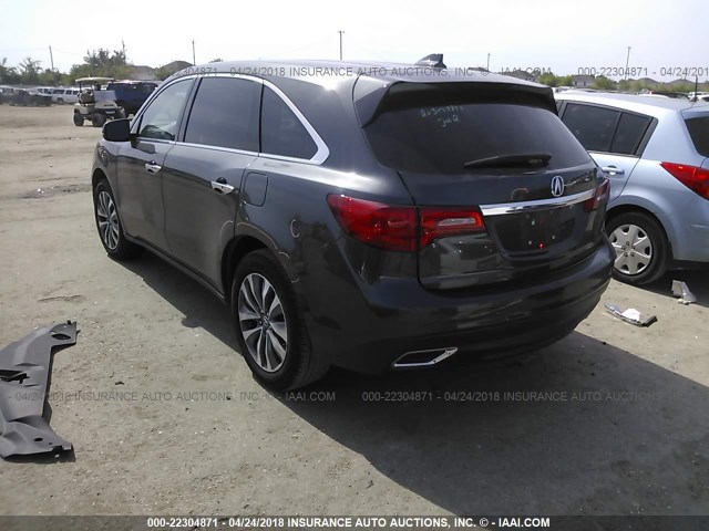 5FRYD3H45EB002317 - 2014 ACURA MDX TECHNOLOGY GRAY photo 3