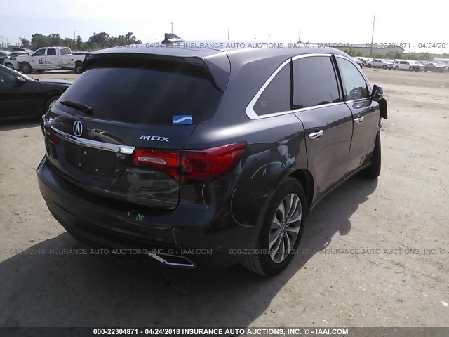 5FRYD3H45EB002317 - 2014 ACURA MDX TECHNOLOGY GRAY photo 4