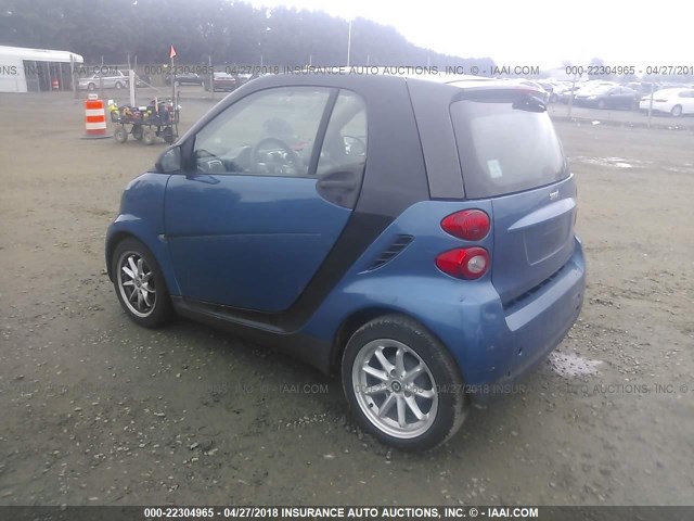 WMEEJ31X99K242899 - 2009 SMART FORTWO PURE/PASSION BLUE photo 3
