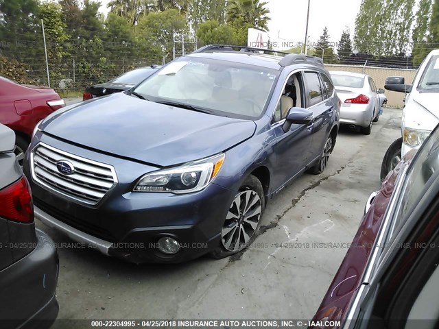 4S4BSANC8G3270304 - 2016 SUBARU OUTBACK 2.5I LIMITED BLUE photo 2