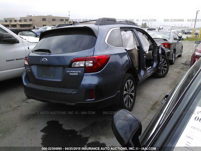 4S4BSANC8G3270304 - 2016 SUBARU OUTBACK 2.5I LIMITED BLUE photo 4