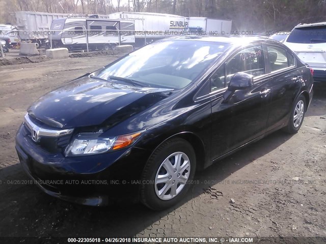 2HGFB2E59CH556698 - 2012 HONDA CIVIC LX BLACK photo 2