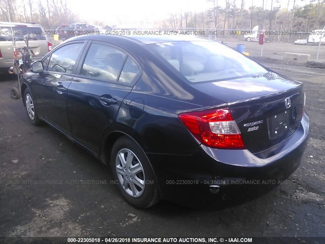 2HGFB2E59CH556698 - 2012 HONDA CIVIC LX BLACK photo 3