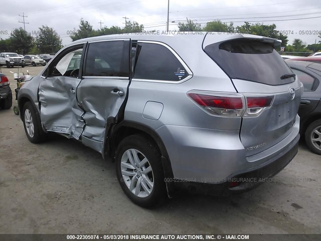 5TDBKRFH3FS212286 - 2015 TOYOTA HIGHLANDER LE/LE PLUS SILVER photo 3