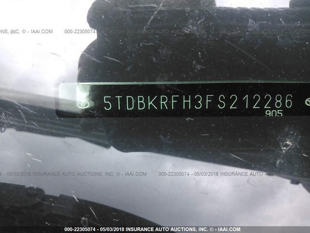 5TDBKRFH3FS212286 - 2015 TOYOTA HIGHLANDER LE/LE PLUS SILVER photo 9