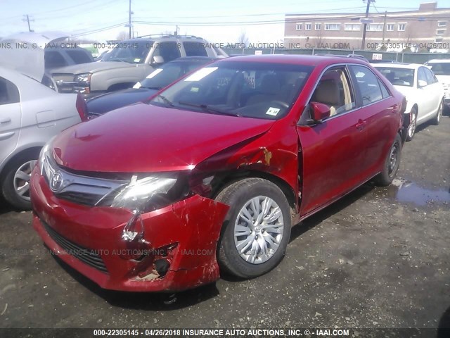 4T4BF1FK0DR286700 - 2013 TOYOTA CAMRY L/SE/LE/XLE RED photo 2