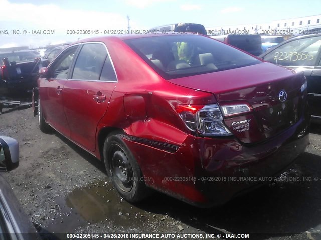 4T4BF1FK0DR286700 - 2013 TOYOTA CAMRY L/SE/LE/XLE RED photo 3