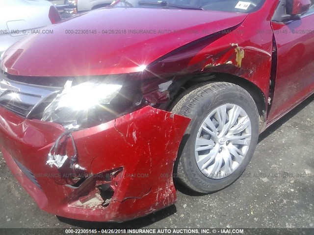 4T4BF1FK0DR286700 - 2013 TOYOTA CAMRY L/SE/LE/XLE RED photo 6