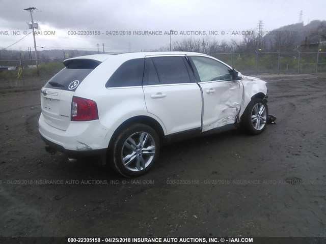 2FMDK3KC4DBA30610 - 2013 FORD EDGE LIMITED WHITE photo 4