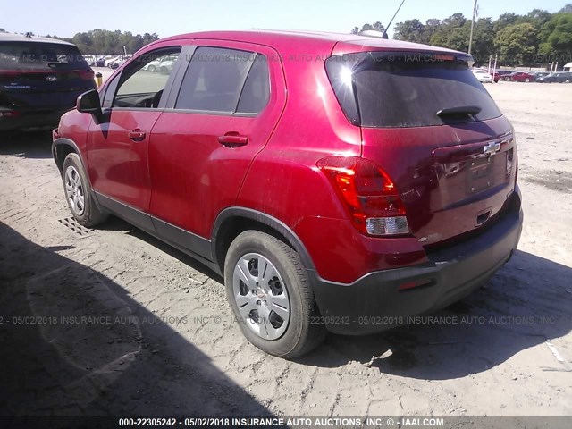 KL7CJKSB0FB202271 - 2015 CHEVROLET TRAX LS RED photo 3