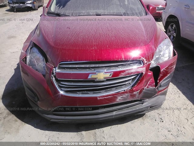 KL7CJKSB0FB202271 - 2015 CHEVROLET TRAX LS RED photo 6