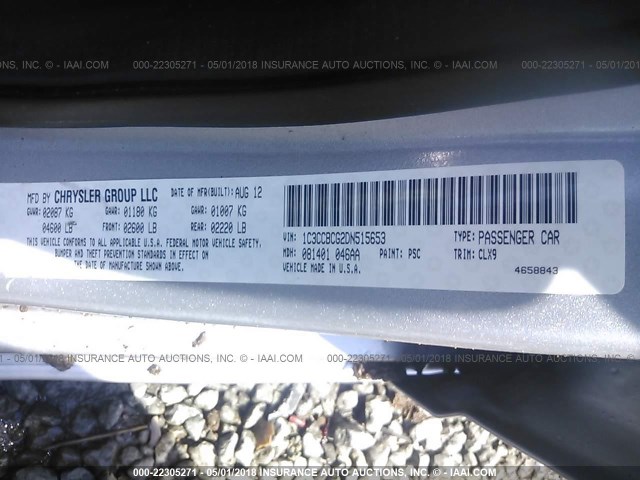 1C3CCBCG2DN515653 - 2013 CHRYSLER 200 LIMITED GRAY photo 9