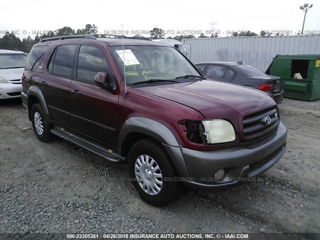 5TDZT34A53S197879 - 2003 TOYOTA SEQUOIA SR5 MAROON photo 1