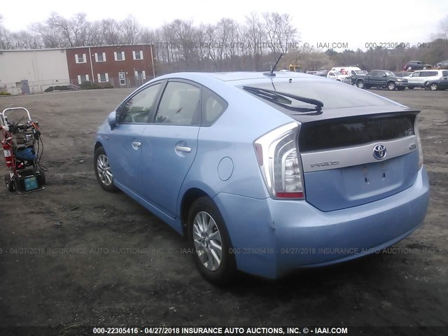 JTDKN3DP7C3011373 - 2012 TOYOTA PRIUS PLUG-IN  Light Blue photo 3