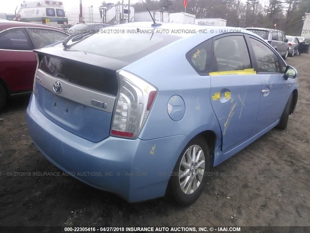 JTDKN3DP7C3011373 - 2012 TOYOTA PRIUS PLUG-IN  Light Blue photo 4