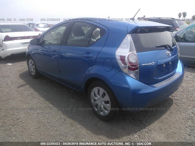 JTDKDTB37C1509930 - 2012 TOYOTA PRIUS C BLUE photo 3