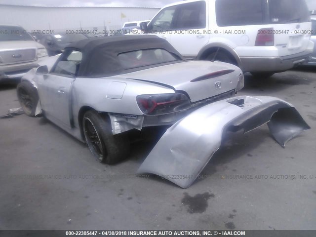 JHMAP11443T007591 - 2003 HONDA S2000 SILVER photo 3