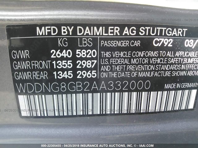 WDDNG8GB2AA332000 - 2010 MERCEDES-BENZ S 550 4MATIC SILVER photo 9