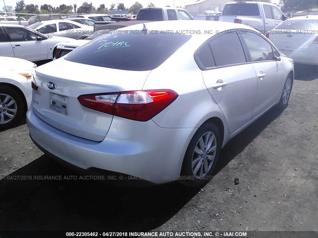 KNAFX4A65F5353777 - 2015 KIA FORTE LX SILVER photo 4